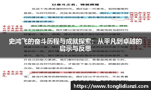 史鸿飞的奋斗历程与成就探索：从平凡到卓越的启示与反思